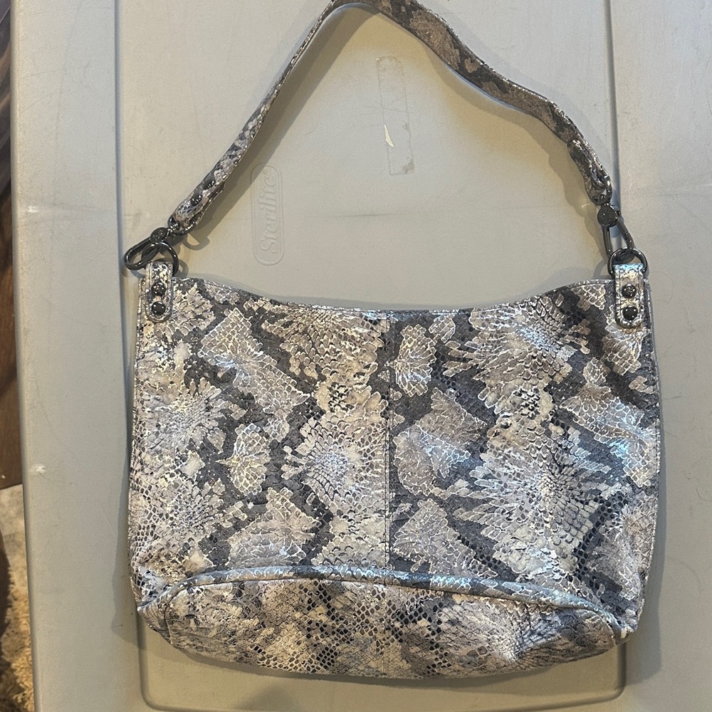 HOBO Leather Purse Gray Snakeskin HandBag